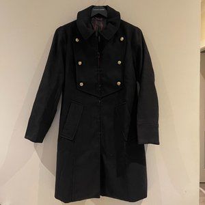 Black Wool Military Coat Sz 4